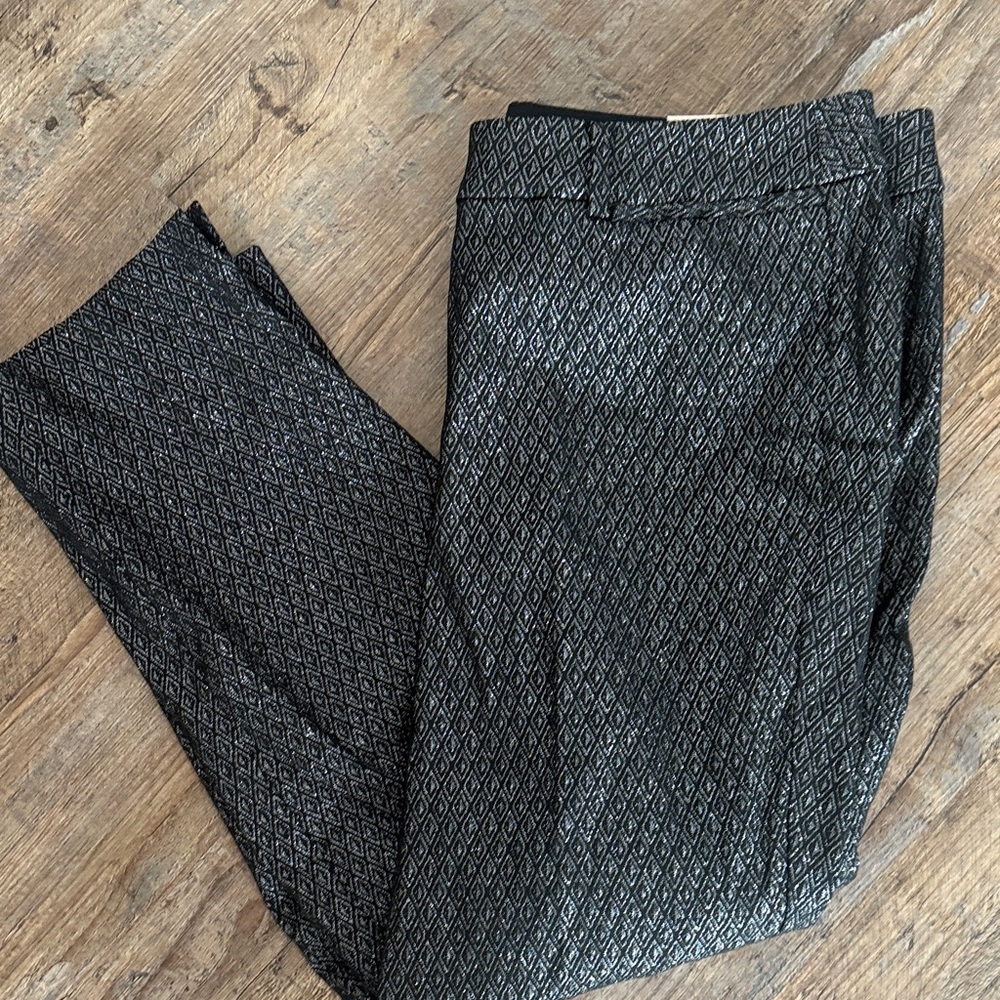 Lane Bryant Pants Black Sliver Patterned Mid Rise Slim Ankle Size 18